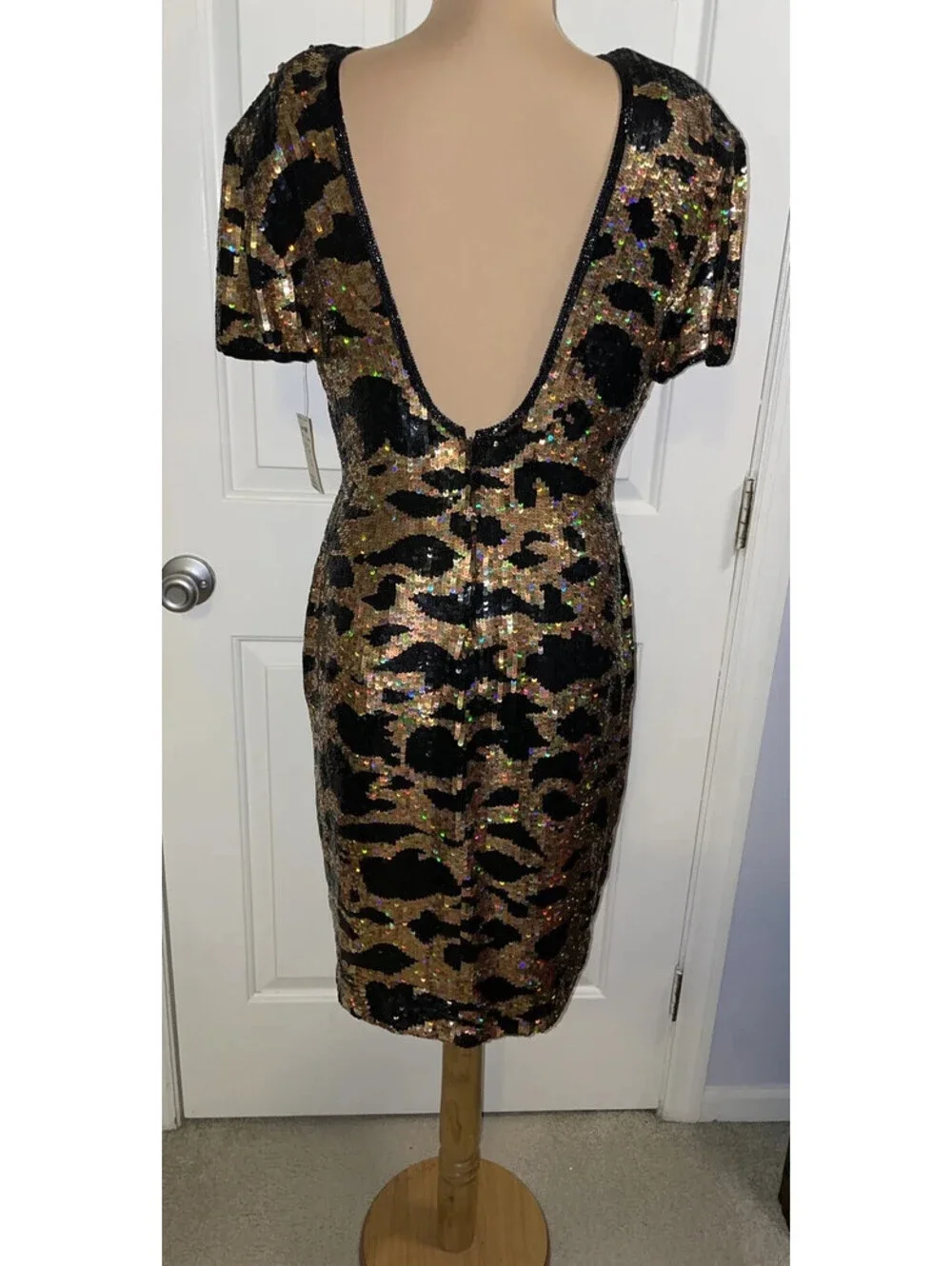 Riazee For Bergdorf Goodman Heavy Sequin Silk Dress Size 8 Vintage